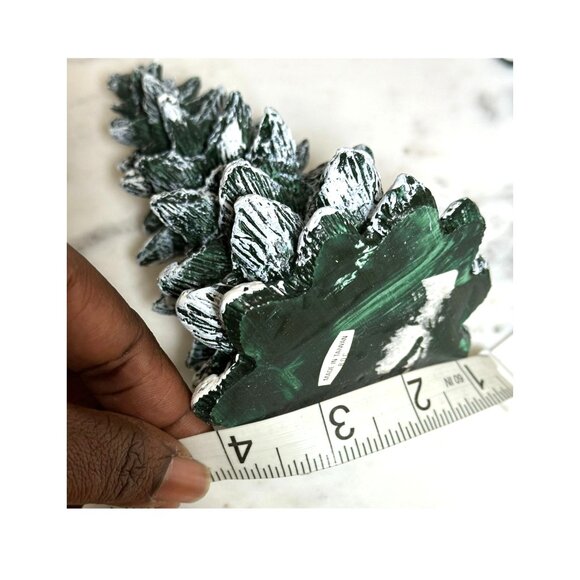 Vintage Snow-Covered Christmas Tree Figurines (Set of 2) – Rustic Ceramic Decor - Picture 6 of 8